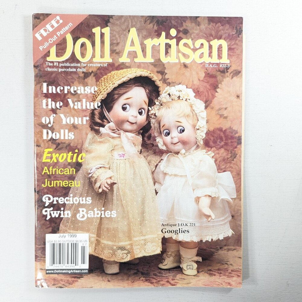 DOLL ARTISAN magazine JULY 1999, vintage doll making magazine